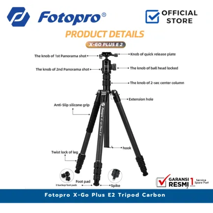 Tripod dan Monopod Fotopro X-Go Plus E2 + 52Q Carbon Fiber Tripod - XGO Plus E 2 2 ~item/2024/11/12/fotopro_xgo_plus_2_tripod_carbon_2