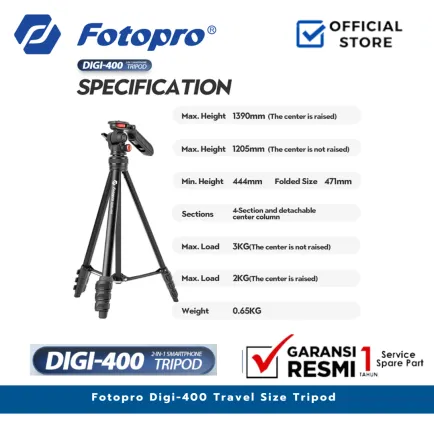 Tripod dan Monopod Fotopro Digi 400 Travel Size Tripod for Digital Camera or Smartphone 7 ~item/2024/11/14/fotopro_digi400_tripod_7