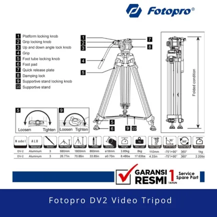 Tripod dan Monopod Fotopro DV2 Tripod Video Kamera - Fotopro DV 2 5 ~item/2024/11/6/fotopro_dv2_video_tripod_5